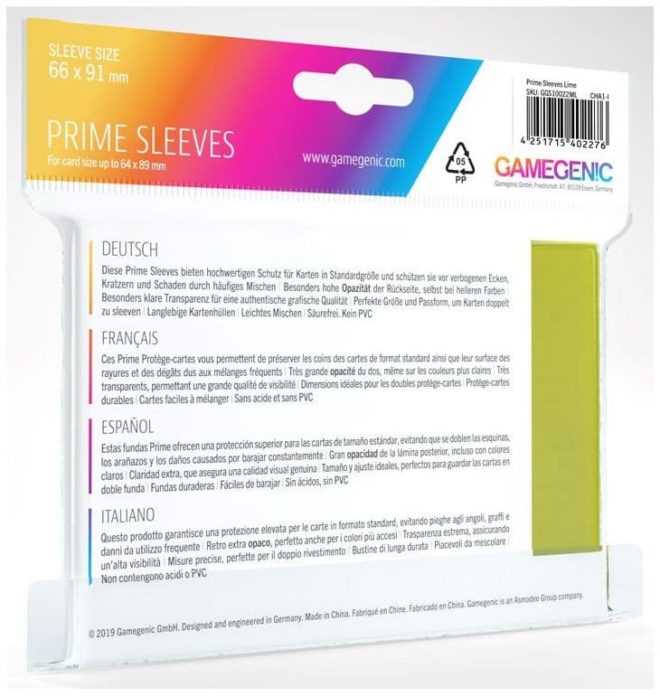 Gamegenic | Matte Prime Card Sleeves | Lime (66 x 91mm) - 100ct