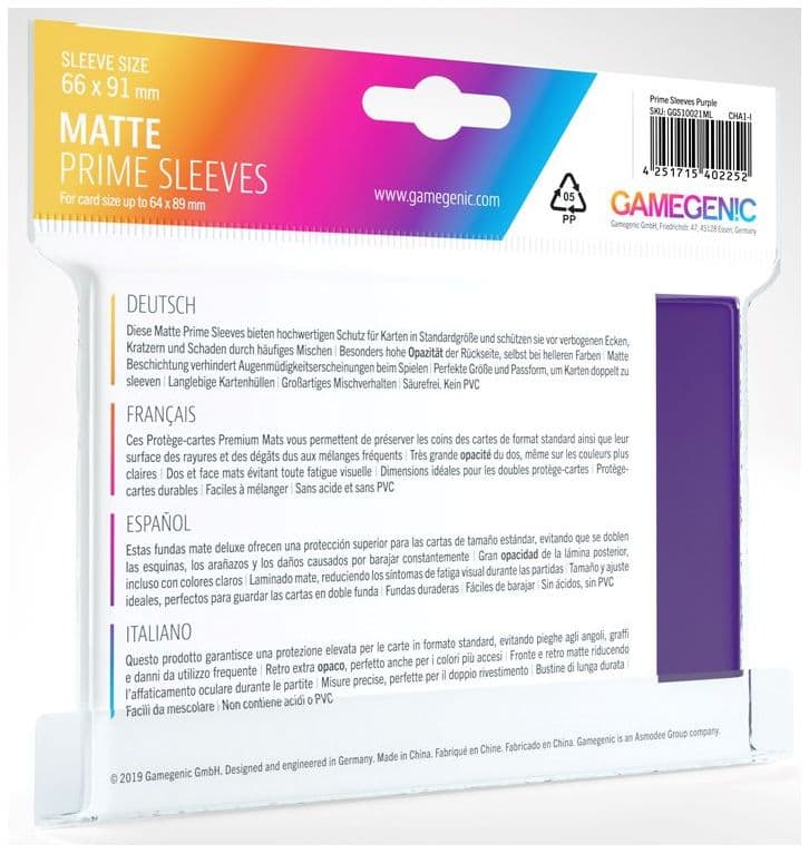 Gamegenic | Matte Prime Card Sleeves | Purple (66 x 91mm) - 100ct
