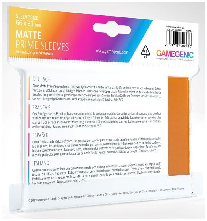 Gamegenic | Matte Prime Card Sleeves | Orange (66 x 91mm) - 100ct
