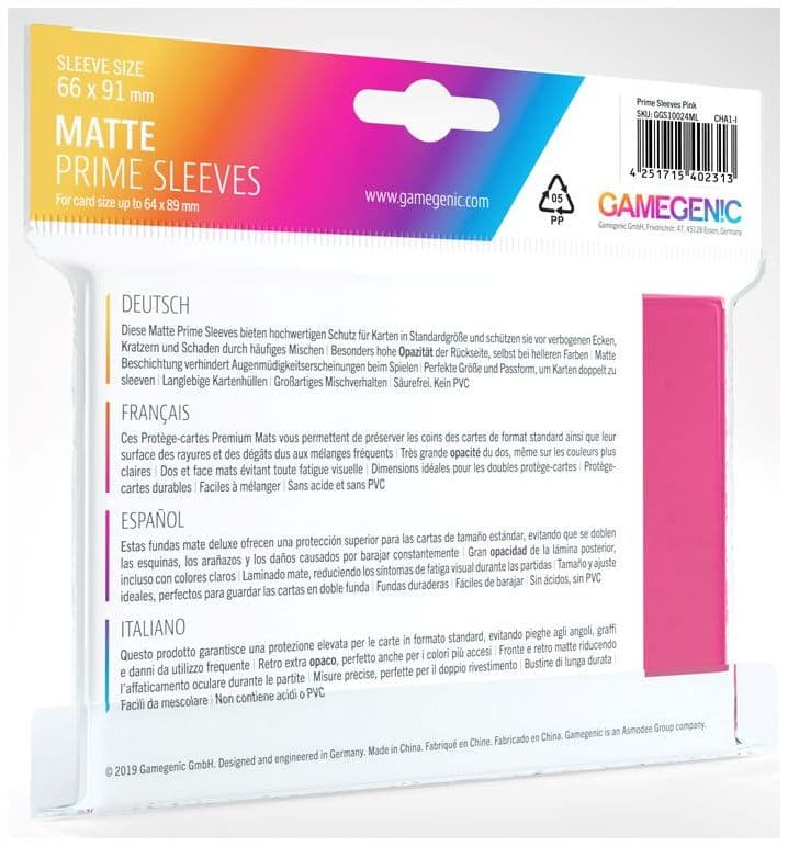 Gamegenic | Matte Prime Card Sleeves | Pink (66 x 91mm) - 100ct