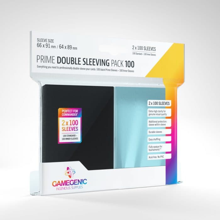 Gamegenic | Double Sleeving Pack | Inner & Black Prime | Standard Size (64x89mm/66x91mm) - 2x 100ct