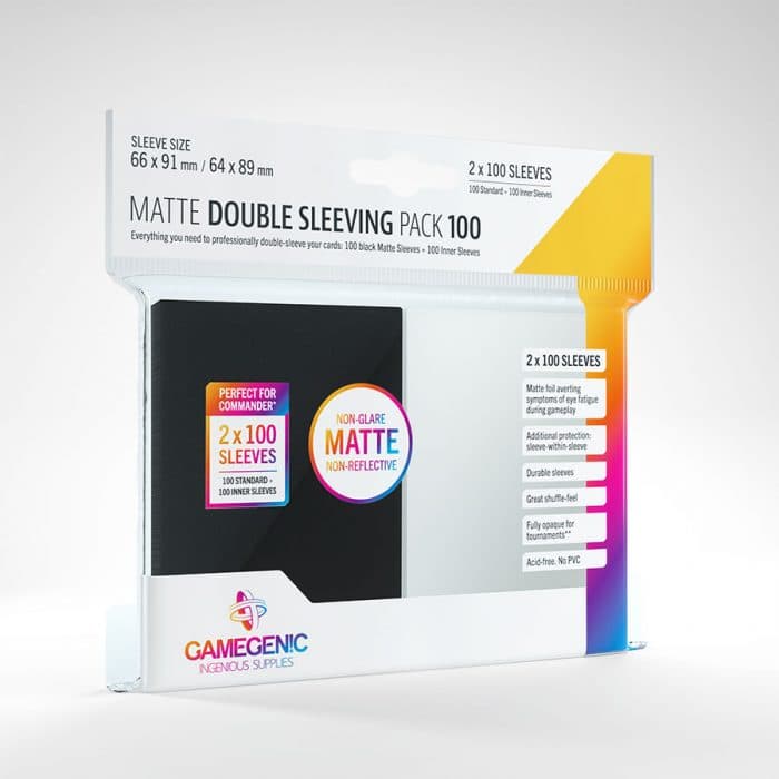 Gamegenic | Double Sleeving Pack | Inner & Black Matte | Standard Size (64x89mm/66x91mm) - 2x 100ct (Copy)