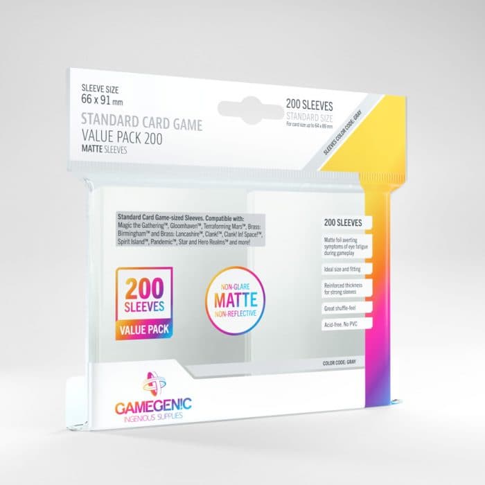 Gamegenic | Board Game Sleeves | Matte | Standard Size (66 x 91mm) - Value Pack 200ct