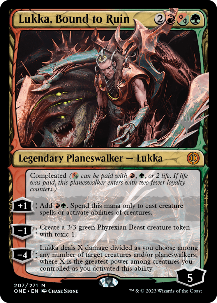 Lukka, Bound to Ruin (Promo Pack) [Phyrexia: All Will Be One Promos] Foil