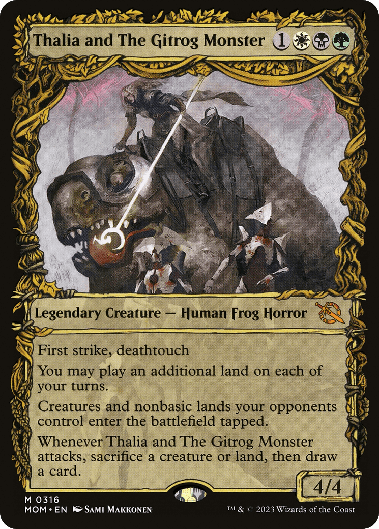 Thalia and The Gitrog Monster (Showcase Planar Booster Fun) [March of the Machine] Foil