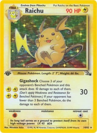 Raichu 014/62 - Fossil 1st Edition Holofoil