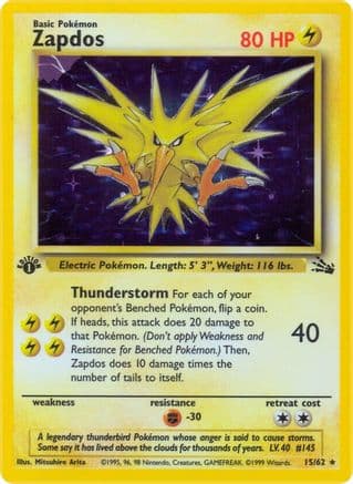 Zapdos 015/62 - Fossil 1st Edition Holofoil