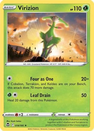 Virizion 014/195 - SWSH12 Silver Tempest Reverse Holofoil