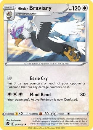 Hisuian Braviary 149  SWSH12 Silver Tempest - Rare
