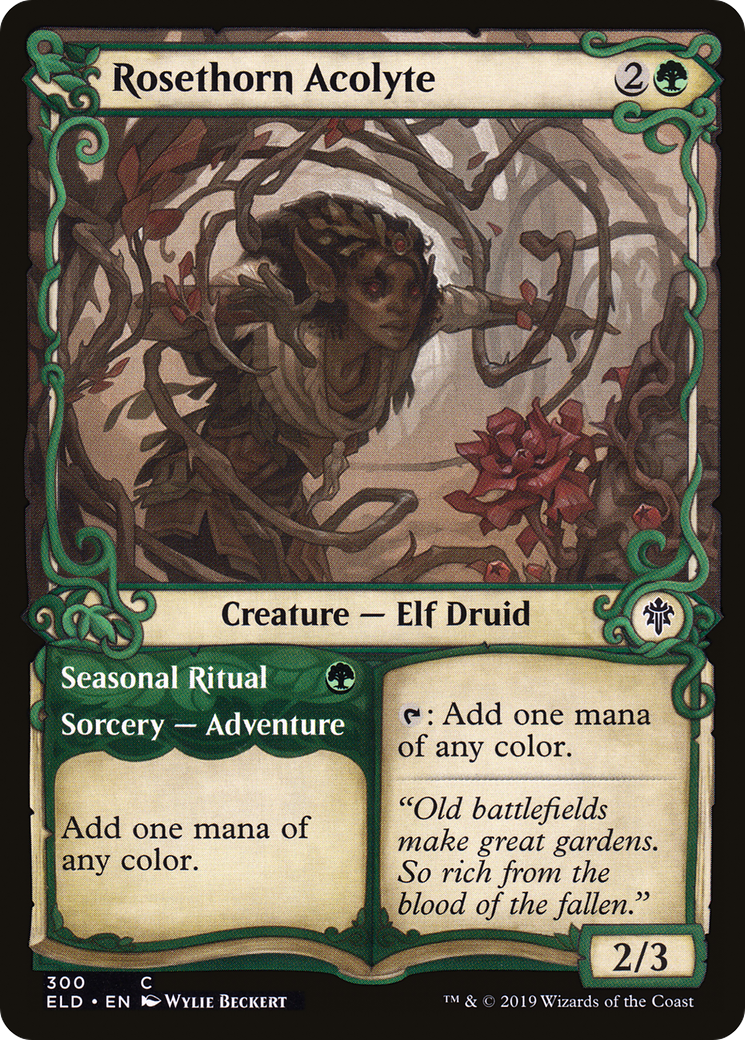 Rosethorn Acolyte // Seasonal Ritual (Showcase) [Throne of Eldraine] Foil
