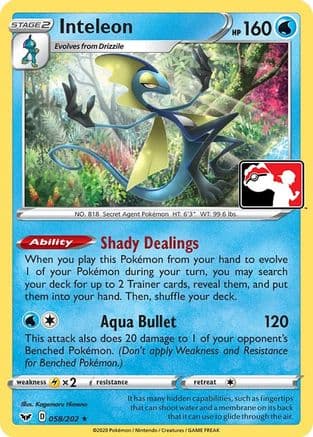 Inteleon (0) 058- Prize Pack Series Cards Holofoil