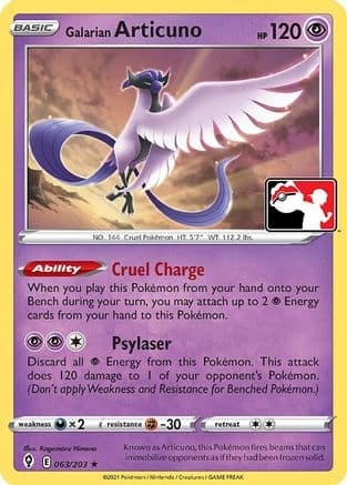 Galarian Articuno 063/203  Prize Pack Series Cards - Rare