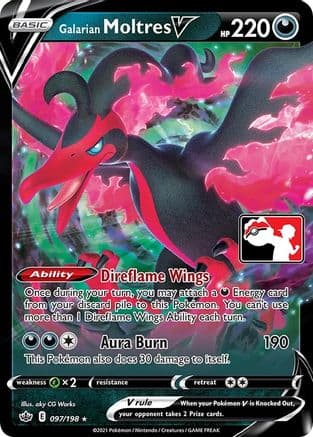Galarian Moltres V 97- Prize Pack Series Cards Holofoil