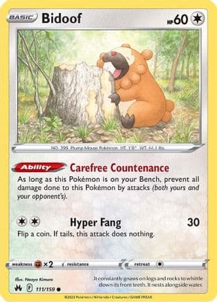 Bidoof 111/159 - SWSH Crown Zenith