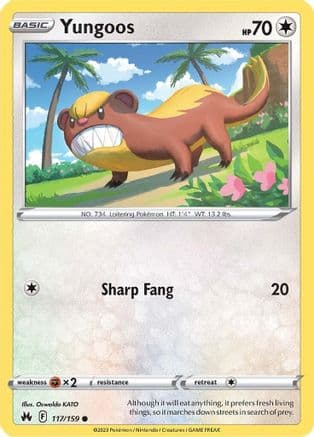 Yungoos 117/159 - SWSH Crown Zenith Reverse Holofoil