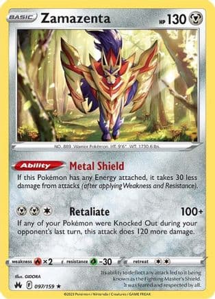 Zamazenta 097/159 - SWSH Crown Zenith Reverse Holofoil