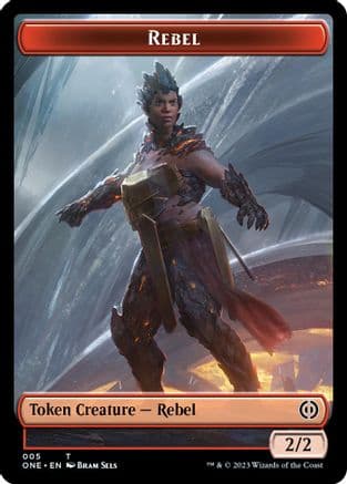 Rebel // Goblin Double-sided Token () [Commander: Phyrexia: All Will Be One]