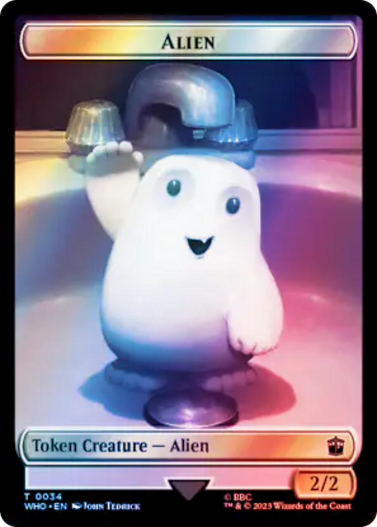 Alien // Dinosaur Double-Sided Token (Surge Foil) [Doctor Who Tokens] Foil