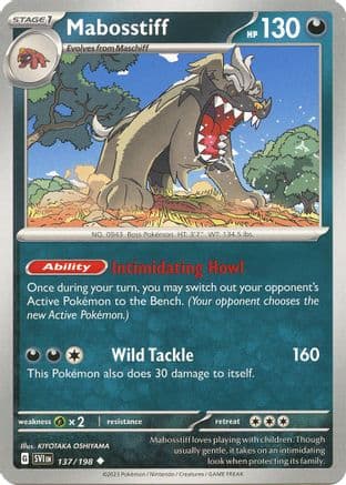 Mabosstiff 137/198  - Reverse Holofoil SV01 Scarlet & Violet Base Set - Uncommon