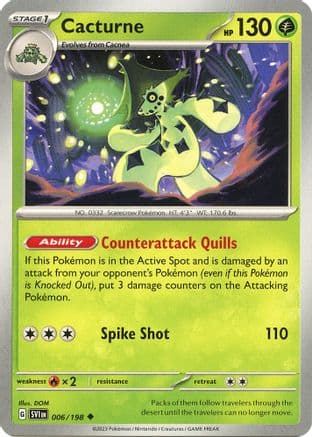 Cacturne 006/198 - SV01 Scarlet & Violet Base Set Reverse Holofoil