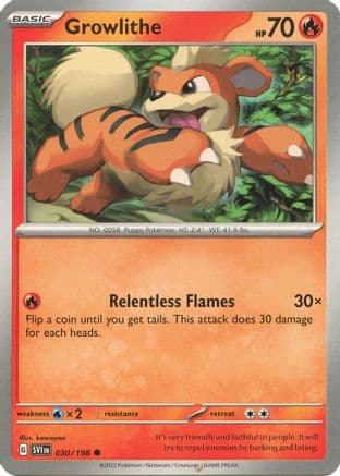 Growlithe 030/198 - SV01 Scarlet & Violet Base Set Reverse Holofoil