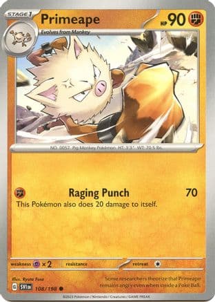 Primeape 108- SV01 Scarlet & Violet Base Set Reverse Holofoil