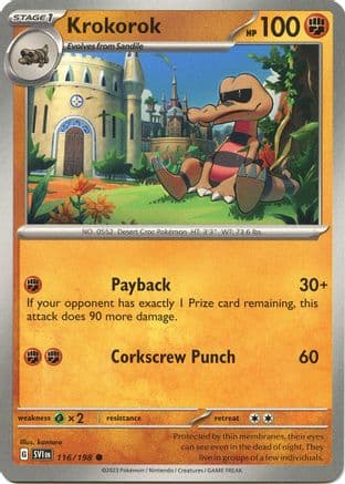 Krokorok 116- SV01 Scarlet & Violet Base Set Reverse Holofoil