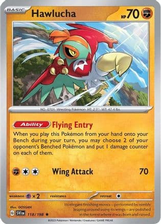 Hawlucha 118- SV01 Scarlet & Violet Base Set Reverse Holofoil