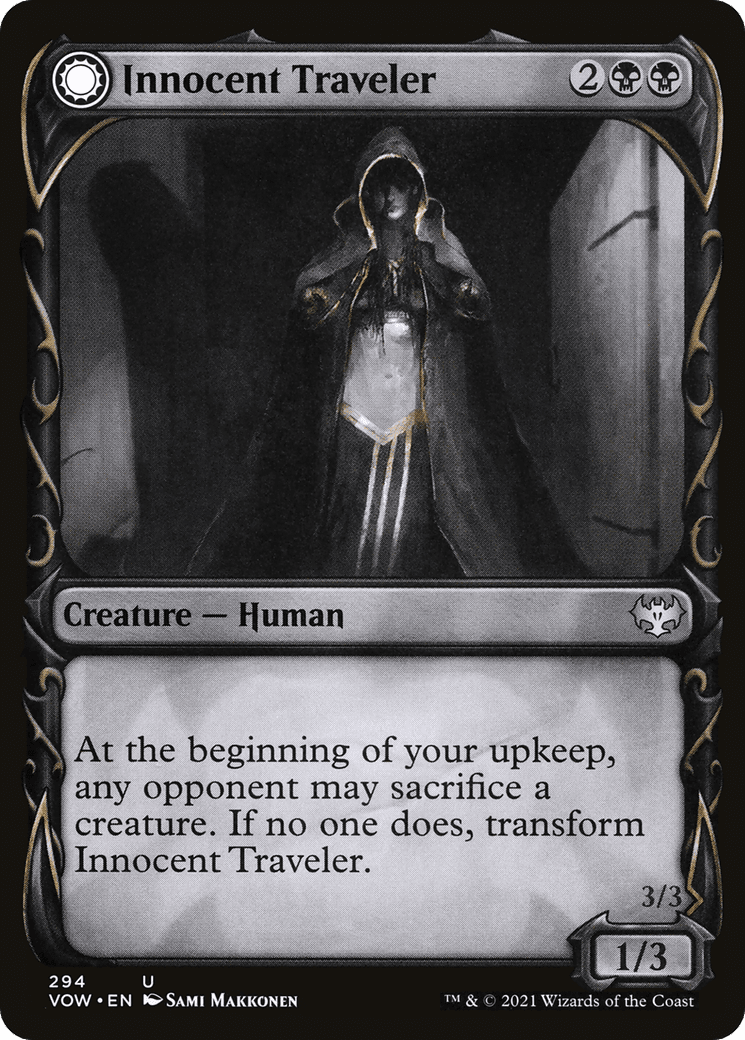 Innocent Traveler // Malicious Invader (Showcase Fang Frame) [Innistrad: Crimson Vow] Foil