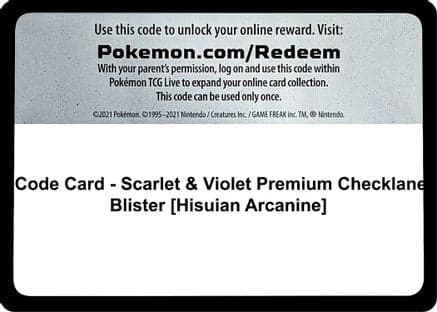 Code Card - Scarlet & Violet Premium Checklane Blister [Hisuian Arcanine]  SV01 Scarlet & Violet Base Set - Code Card