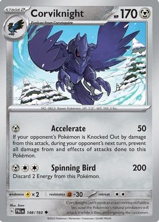 Corviknight 148- SV02 Paldea Evolved Reverse Holofoil