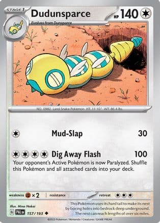 Dudunsparce 157- SV02 Paldea Evolved Reverse Holofoil