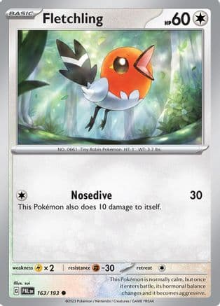 Fletchling 163- SV02 Paldea Evolved Reverse Holofoil