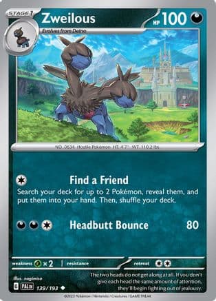 Zweilous 139- SV02 Paldea Evolved Reverse Holofoil