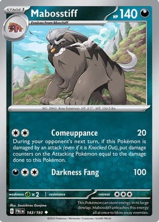 Mabosstiff 143- SV02 Paldea Evolved Reverse Holofoil
