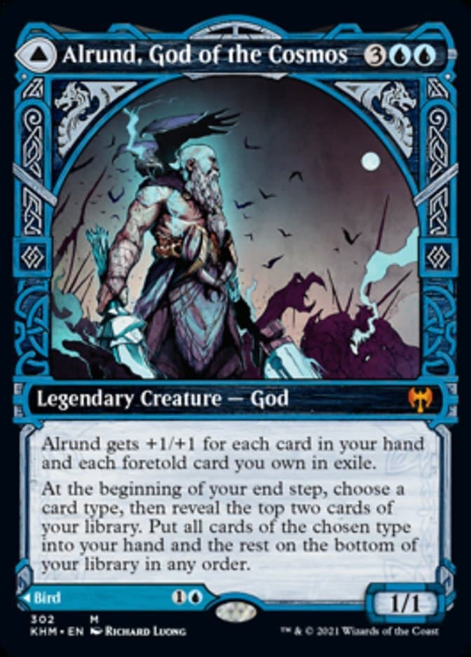 Alrund, God of the Cosmos // Hakka, Whispering Raven (Showcase) [Kaldheim] Foil