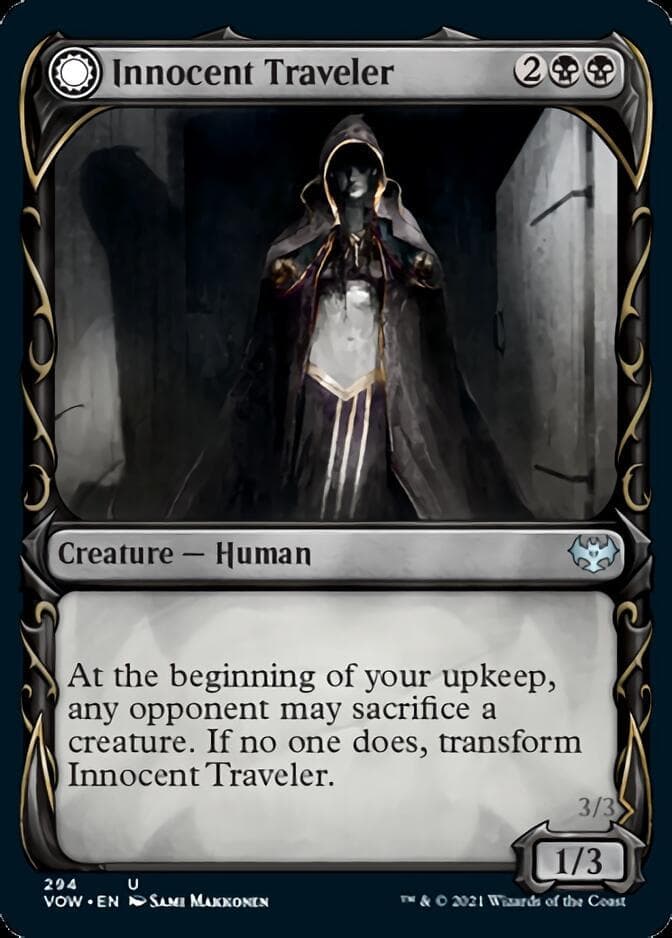 Innocent Traveler // Malicious Invader (Showcase Fang Frame) [Innistrad: Crimson Vow] Foil