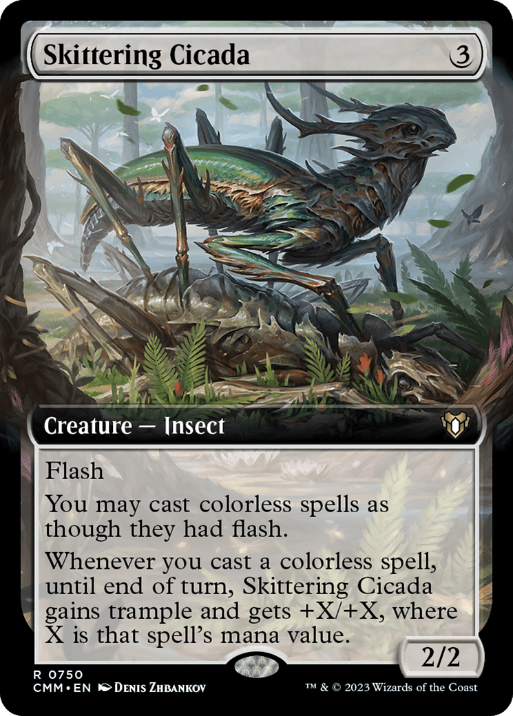 Skittering Cicada (Extended Art) [Commander Masters] Foil