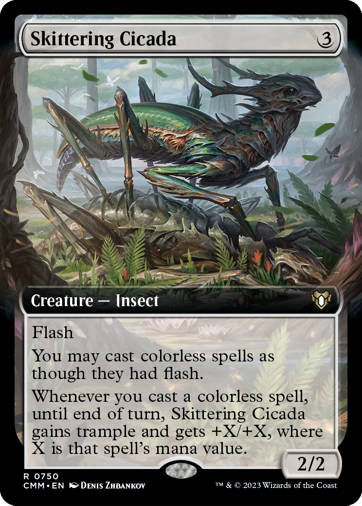 Skittering Cicada (Extended Art) [Commander Masters] Foil