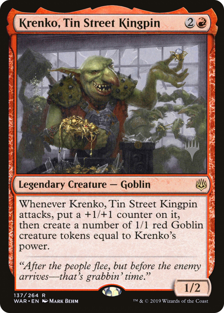 Krenko, Tin Street Kingpin (Promo Pack) [War of the Spark Promos] Foil