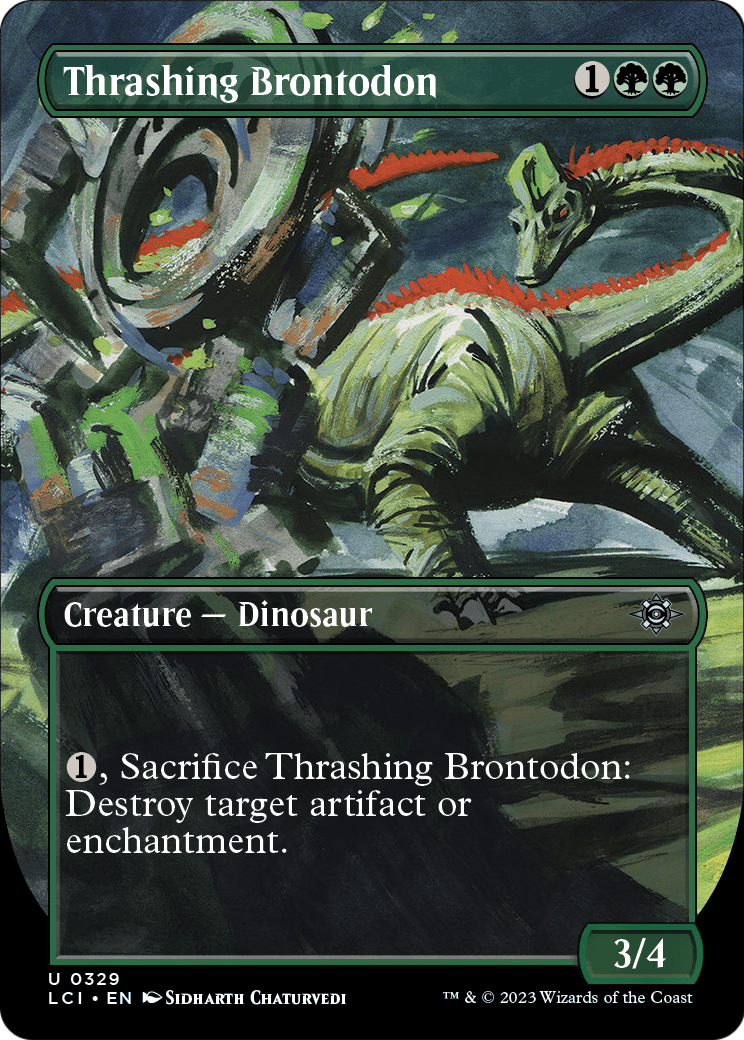 Thrashing Brontodon (Borderless) [The Lost Caverns of Ixalan] Foil