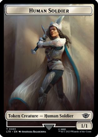 Human Soldier (0001) // Food (0011) Double-Sided Token |  Foil (1 // 11) [The Lord of the Rings: Tales of Middle-earth]