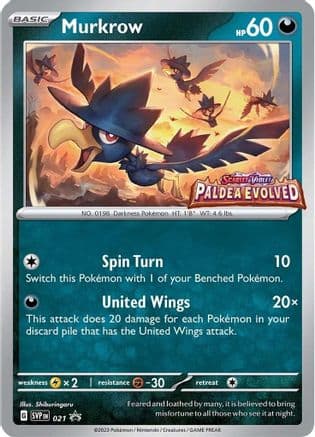Murkrow (Prerelease) 021- SV Scarlet & Violet Promo Cards Holofoil