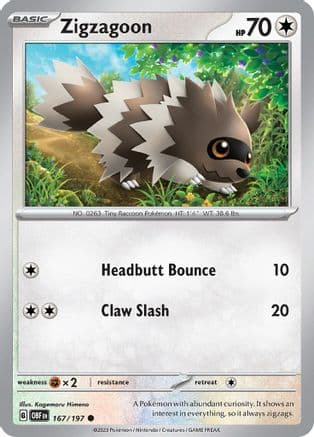 Zigzagoon 167- SV03 Obsidian Flames