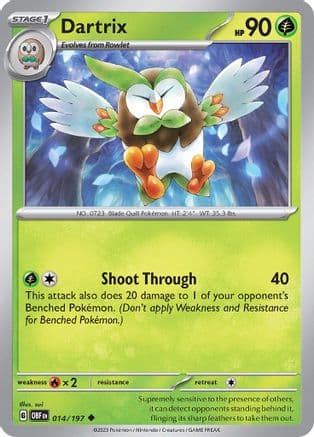 Dartrix 014- SV03 Obsidian Flames Reverse Holofoil