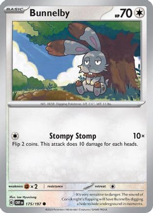 Bunnelby 175- SV03 Obsidian Flames Reverse Holofoil
