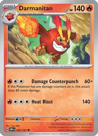 Darmanitan 035- SV03 Obsidian Flames Reverse Holofoil