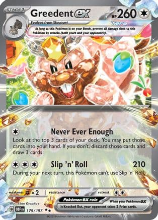 Greedent ex 179- SV03 Obsidian Flames Holofoil