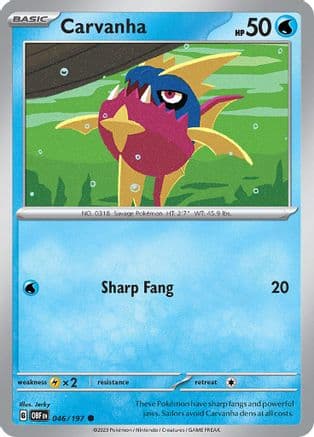 Carvanha 046- SV03 Obsidian Flames Reverse Holofoil