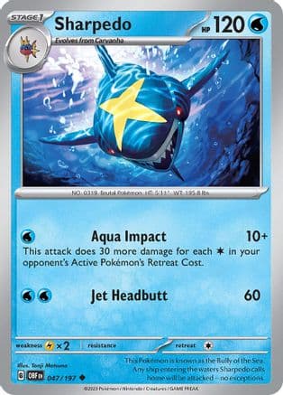 Sharpedo 047- SV03 Obsidian Flames Reverse Holofoil